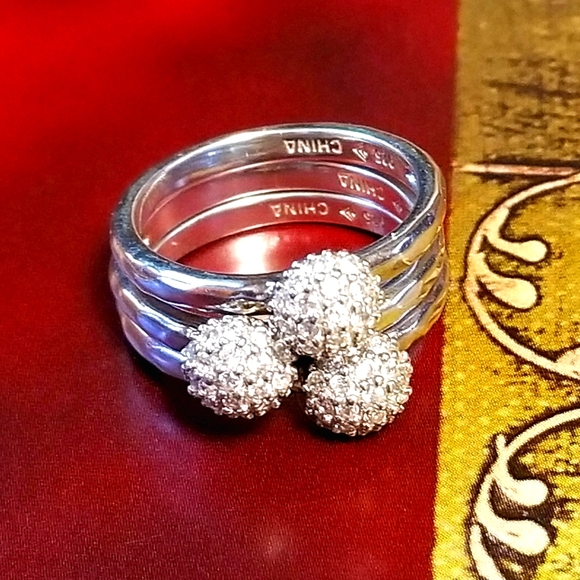 Silpada Sterling Silver & Zirconia Stacking Rings - Picture 2 of 12